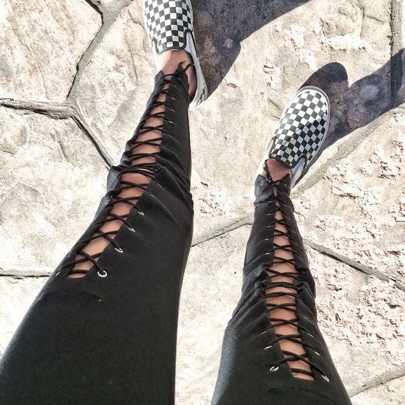 H&M Pants - EDGY DIVIDED H&M BLACK LACE UP LEGGINGS size S